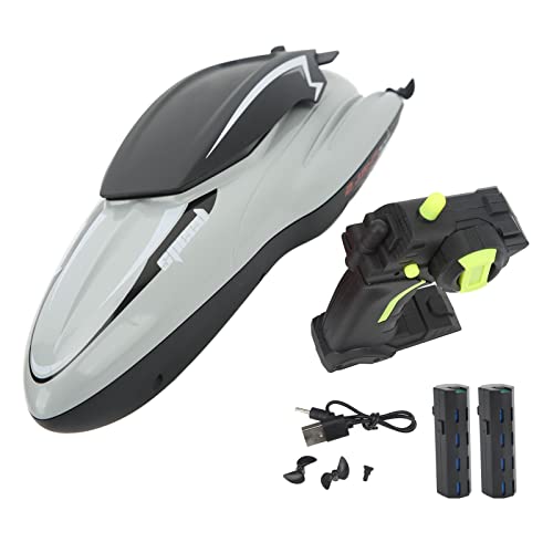 WOHPNLE RC-Rennboot, wasserdichtes ABS, Anti-Drop, schnelleres Fahren, stabile Leistung, ferngesteuertes Boot für Kinder, (Grey Double Battery) von WOHPNLE