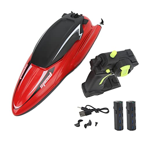 WOHPNLE RC-Rennboot, wasserdichtes ABS, Anti-Drop, schnelleres Fahren, stabile Leistung, ferngesteuertes Boot für Kinder, (Red Dual Battery) von WOHPNLE