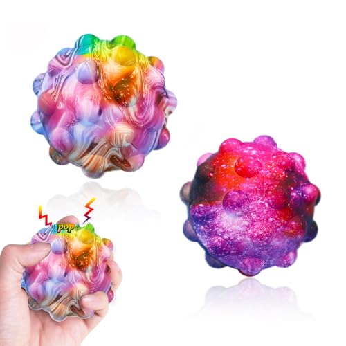 Anti Stress Ball für Kinder, 2 Stück Anti stressbälle Kinder,3D Silikon Antistressball ,Wutball für Kinder,Push Bubble Spielzeug Stressball Fidget It Ball Anti Stress Ball für Erwachsene von WOIRROIP