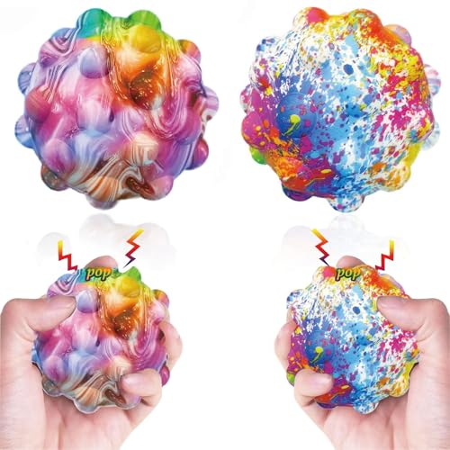 Stressbälle für Kinder Erwachsene, 2 Stück Anti Stress Bälle,3D Silikon Antistressball,Angst abbauen und Beruhigung, Squeeze Spielzeug Stressball Fidget It Ball Stressball von WOIRROIP