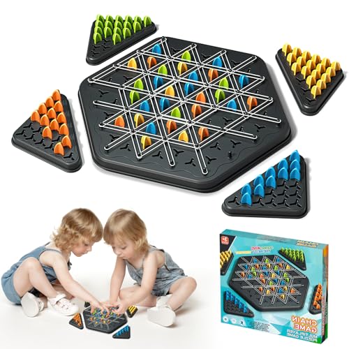 Triggle Spiel, Triggle Borad Game, Brettspiel Familien Spiele, Kettendreieck Schachspiel, Desktop-Brettspiel, Triggle Game Interaktives Steckspiel Puzzlespielzeug für Kinder und Erwachsener von WOKICOR