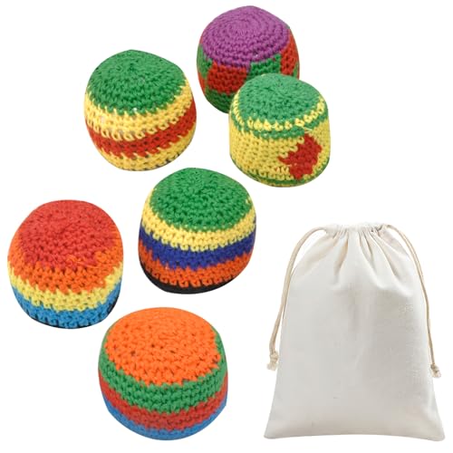 WOKICOR 6er Set Jonglierbälle Kinder,Bunter Spaß Bällen,Dosenwerfen Kinder,Jonglierende Kugeln,Weiche Strick Balls Ideal für Zirkus-Spiele & Ballwurf, Weich & Sicher,Perfekt für Anfänger und Schulen von WOKICOR