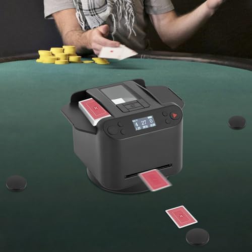 WOLEGM Automatischer Kartenmischer und Dealer, Kartenmischmaschine Elektrische mit 4 drahtlose Anrufer Karten Mischautomat für Guandan Poker, Texas Hold'em, Chip Poker von WOLEGM