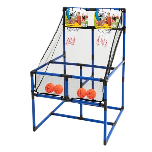 WOLEGM Mini Basketballkorb Kinder, Double Shot Basketballkorb mit 2 Körben, 4 Bällen und Pumpe für Jungen Mädchen Indoor und Outdoor Basketball Hoop von WOLEGM