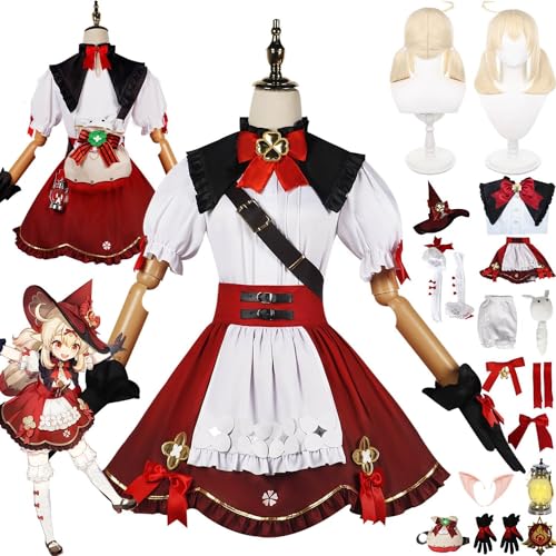 WOLWES Genshin Impact Clover Neue Haut Cosplay Kostüm Outfit Spiel Charakter Uniform Komplettes Set Halloween Dress Up Anzug mit Perücke für Frauen Mädchen von WOLWES