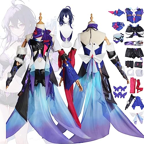 WOLWES Premium Honkai Star Rail Soul Cosplay Kostüm Outfit Spielcharakter Uniform Komplettset Halloween Party Karneval Anziehanzug mit Ohrring Kopfschmuck Perücke von WOLWES