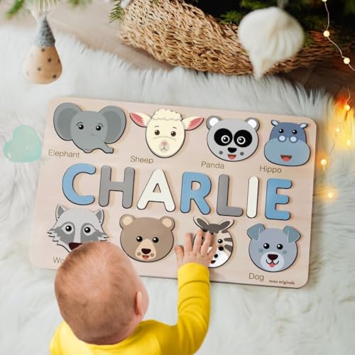 Geschenk zum ersten Geburtstag für Mädchen, personalisiertes hölzernes Namenspuzzle für Kinder, personalisiertes Holz-Baby-Namens-Puzzle, Baby-Geschenkkarte, individuelles Puzzle, Geschenk zum 1. von WOMB