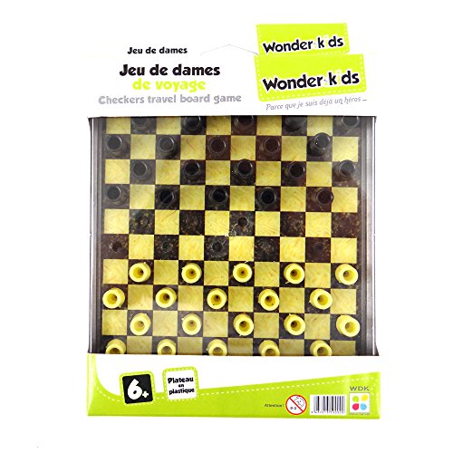 Wonderkids WDK Partner – A1300362 – Gesellschaftsspiel – Reisespiel Dame, Tablett, Kunststoff, Braun, Creme von WONDERKIDS