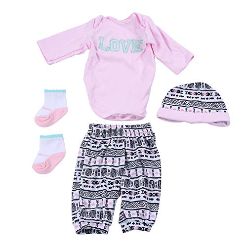 Liebe gemusterte Kleidung Set süße Puppenkleidung für 50-55 cm Neugeborene Puppe 0-3 Monate Baby von WONZHEC