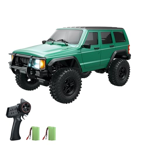 WONZHEC Fernbedienungsauto, 2,4 GHz 4WD wiederaufladbare elektrische Offroad-Fahrzeug mit LED-Leuchten 3 Batterien, 1:18 Autospielzeuggeschenk für Jungen Mädchen Kinder, Silbergrau (2 Batterie) von WONZHEC