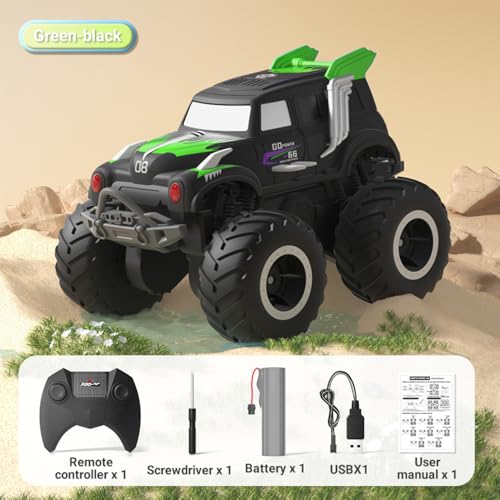 WONZHEC Fernbedienungsstunt-Auto, 2,4 GHz 4WD Dual-Side-Fahren amphibischer Offroad-Fahrzeug Alle Gelände Land Wasserboot mit 3 Batterien Geschenke für Kinder Jungen Mädchen, Pink (1 Batterie) von WONZHEC