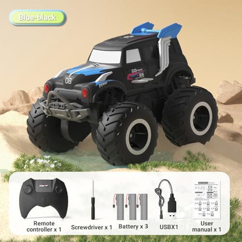 WONZHEC Fernbedienungsstunt-Auto, 2,4 GHz 4WD Dual-Side-Fahren amphibischer Offroad-Fahrzeug Alle Gelände Land Wasserboot mit 3 Batterien Geschenke für Kinder Jungen Mädchen, Pink (3 Batterie) von WONZHEC