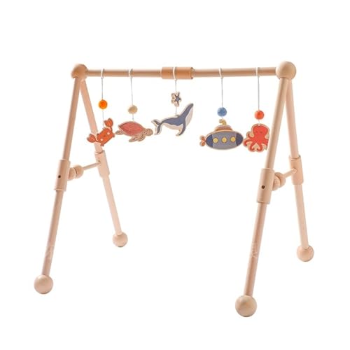 WONZHEC Holz-Spielbogen für Babys | Baby-Gym | Holz-Spieltrapeze Schaukel Trapeze Holz-Spieltrapeze Spielbogen für Babys - Meeres-Serie von WONZHEC