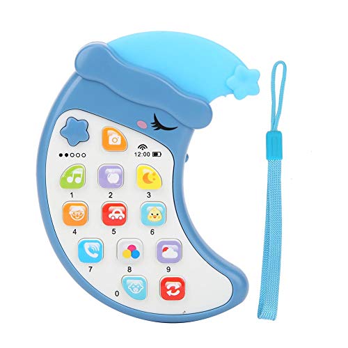 WONZHEC Kinder Telefon Spielzeugmondform Bildung Mobiltelefon mit Musikeffekt für Kinder blau rot geeignetes Alter 0-3 Jahre alt (Blau) von WONZHEC