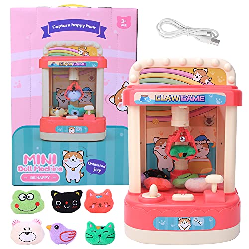 WONZHEC Mini Doll Grabber Game Machine Interaktive Spielzeughellmusik für Eltern Kinder rosa Farbe von WONZHEC