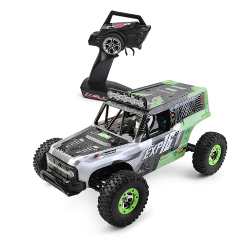 WONZHEC Wltoys Fernbedienungsauto, 1:12 4WD Off Straße Crawler Fahrzeug mit LED -Leuchten 2 wiederaufladbare Batterien Elektrisches Spielzeuggeschenk für Jungen Mädchen, Grün (-1) von WONZHEC