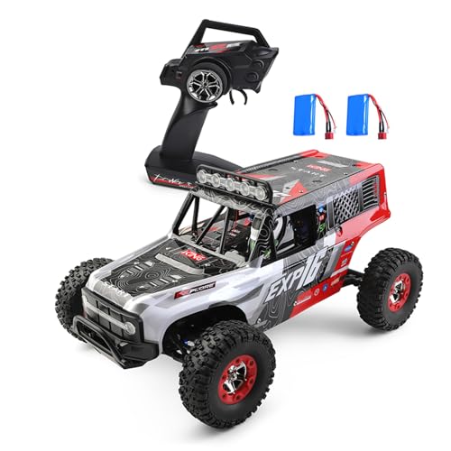 WONZHEC Wltoys Fernbedienungsauto, 1:12 4WD Off Straße Crawler Fahrzeug mit LED -Leuchten 2 wiederaufladbare Batterien Elektrisches Spielzeuggeschenk für Jungen Mädchen, Grün (-2) von WONZHEC