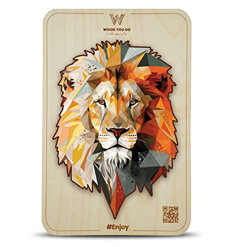 WOOD YOU DO Holzpuzzle LÖWEmotiv Holzpuzzle Für Erwachsene Wooden Puzzle Holzpuzzles Perfekt Geschenkidee für Erwachsene 100 Teile, 20x14cm (Strong Lion, A5, M) von WOOD YOU DO