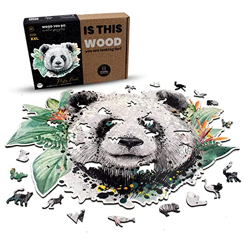 WOOD YOU DO Holzpuzzle Tiermotiv Holzpuzzle Für Erwachsene Wooden Puzzle Holzpuzzles Perfekt Geschenkidee für Erwachsene 550 Teile, 37x51cm (Fluffy Panda, A2, XXL) von WOOD YOU DO