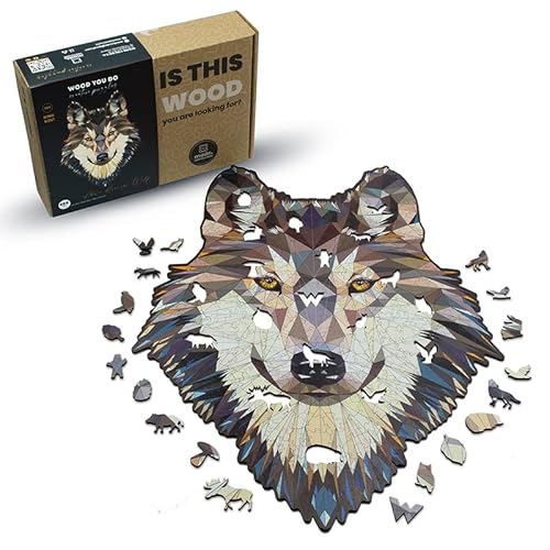 WOOD YOU DO Holzpuzzle Wolfmotiv Holzwolf Holzpuzzle Für Erwachsene Wooden Puzzle Holzpuzzles Perfekt Geschenkidee für Erwachsene 140 Teile, 28x21cm (Abowe Wolf, A4, L) von WOOD YOU DO