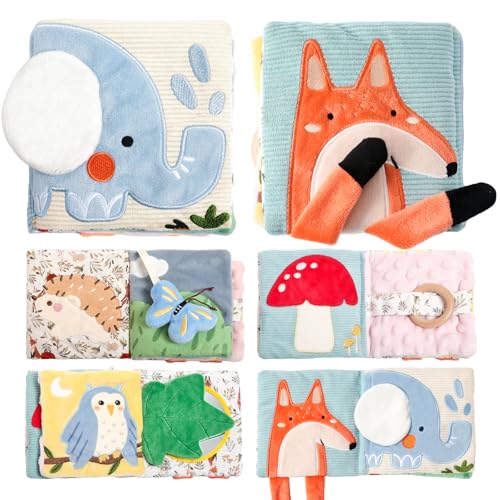 WOODEN TEETHER Babybuch Stoffbuch mit Spiegel, Baby Spielzeug 0-6 Monate Sensorisches Buch - Interaktive Fühlbuch Knisterbuch Babyspielzeug Geschenke für Neugeborene - Elefanten WOODEN TEETHER Babybuch Stoffbuch mit Spiegel, Baby Spielzeug 0-6 Monate Sensorisches Buch - Interaktive Fühlbuch Knisterbuch Babyspielzeug Geschenke für Neugeborene - Elefanten von WOODEN TEETHER