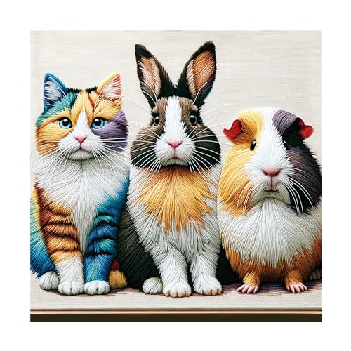 WOODEN.CITY 150 Teile Holzpuzzle - Katze & Kaninchen & Meerschweinchen mit 15 Teilen in Tierform 28,6 x 19,1 cm - Designed and Made in EU von WOODEN.CITY