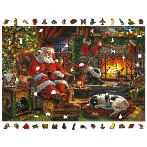 Wooden.City 2000 Teile Weihnachten Nickerchen Holzpuzzle mit ausgefallenen einzigartigen Formteilen Vintage Holydays Puzzles für Erwachsene & Jugendliche Großes Puzzle AL 2000-0163-XXL von WOODEN.CITY