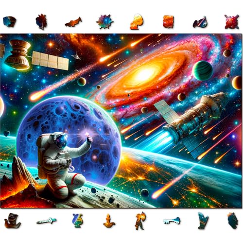 WOODEN.CITY Cosmic Exploration Weltraum Puzzle aus Holz 1000 Teile - 54,0 x 39,4 cm - Made in EU von WOODEN.CITY