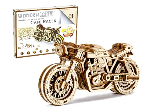 WOODEN.CITY Holzmodellbausatz - Cafe Racer DIY 3D Puzzle - Laser Cut, Hobby, Bastelset Erwachsene, Modellbausatz - Geschenke für Männer, Männer Geschenke, 3D Puzzle - Modellbau Holz Erwachsene von WOODEN.CITY