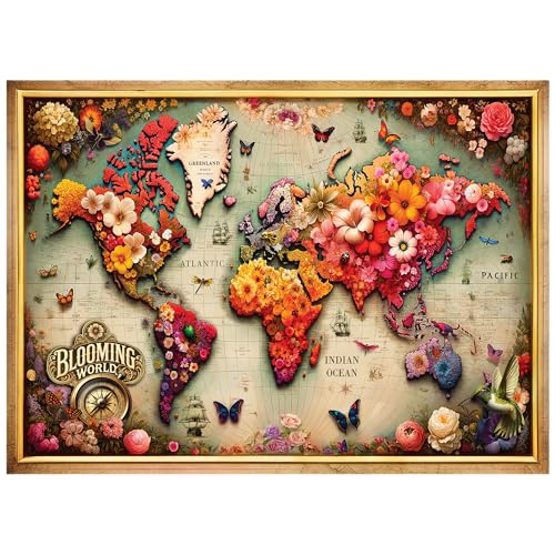 WOODEN.CITY Holzpuzzle 1000 Teile - Bunte Karte - Made in EU von WOODEN.CITY