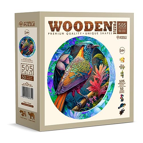 WOODEN.CITY Holzpuzzles Bunter Vogel 500 Teile – lebendige Holzpuzzles für Erwachsene – herausfordernde Holzschnitt-Puzzles – Tierförmige Puzzles – einzigartiges Mosaik-Holzpuzzle für Erwachsene von WOODEN.CITY