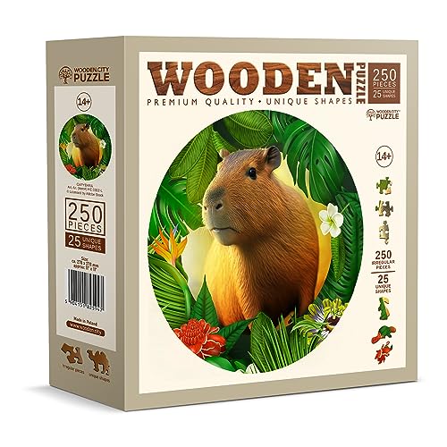 WOODEN.CITY Holzpuzzles Capybara 250 Teile - Lebendige Holzpuzzles für Erwachsene - Herausfordernde Holzschnittpuzzles - Tierförmige Puzzles - Einzigartige Holzpuzzle für Erwachsene - Puzzle von WOODEN.CITY