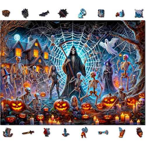 WOODEN.CITY Sensenmann Halloween 1000 Teile Holzpuzzle - Gruselspaß für Puzzle-Enthusiasten von WOODEN.CITY