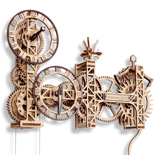 WOODEN.CITY Steampunk Wanduhr - DIY 3D Holzpuzzle, Mechanisches Modell mit Pendelmechanismus, 269 Teile, Ideal für Bastler und Vintage-Liebhaber, Dekorative Uhr von WOODEN.CITY