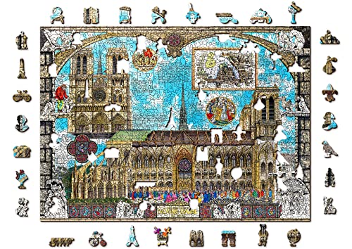 Wooden.City Holzpuzzle 1000 +10 Teile - Notre Dame - Erwachsene Kinder Tierpuzzle - Bunt Einzigartige Tierform - Haus Dekoration - Geschenk Lernspielzeug - Tolles Spielzeug - Puzzle - 51,9 x 37,5 cm von WOODEN.CITY