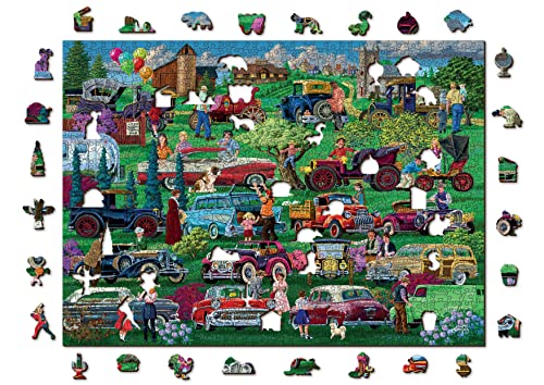 Wooden.City Holzpuzzle 1000 +10 Teile - Oldtimer - Erwachsene Kinder Tierpuzzle - Bunt Einzigartige Tierform - Haus Dekoration - Puzzles - Geschenk Lernspielzeug - Tolles Spielzeug 51,9 x 37,5 cm von WOODEN.CITY