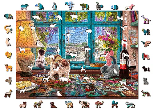 Wooden.City Holzpuzzle 1000 +10 Teile - Puzzler-Schreibtisch - Erwachsene Kinder Tierpuzzle - Bunt Einzigartige Tierform - Haus Dekoration - Geschenk Lernspielzeug - Tolles Spielzeug - 51,9 x 37,5 cm von WOODEN.CITY