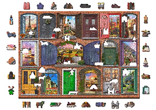 Wooden.City Holzpuzzle 1000 +10 Teile - Türen - Erwachsene Kinder Tierpuzzle - Bunt Einzigartige Tierform - Haus Dekoration - Geschenk Lernspielzeug - Tolles Spielzeug - 51,9 x 37,5 cm von WOODEN.CITY