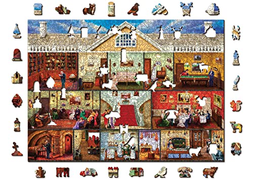 Wooden.City Holzpuzzle 1000 +10 Teile - Victorian Mansion - Erwachsene Kinder Tierpuzzle - Bunt Einzigartige Tierform - Haus Dekoration - Geschenk Lernspielzeug - Tolles Spielzeug - 51,9 x 37,5 cm von WOODEN.CITY