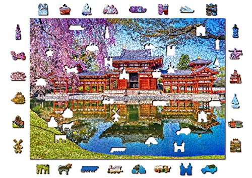 Wooden.City Holzpuzzle 500 +5 Teile - Byodo-in Temple Kyoto Japan - Erwachsene Kinder Tierpuzzle - Bunt Einzigartige Tierform - Geschenk Lernspielzeug - Tolles Spielzeug - 37,5 x 25,4 cm von WOODEN.CITY