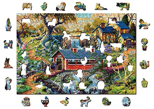 Wooden.City Holzpuzzle 500 +5 Teile - Countryside Bridges - Erwachsene Kinder Tierpuzzle - Bunt Einzigartige Tierform - Haus Dekoration - Geschenk Lernspielzeug - Tolles Spielzeug - 37,5 x 25,4 cm von WOODEN.CITY