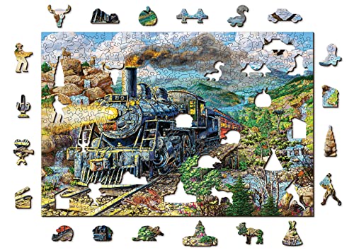 Wooden.City Holzpuzzle 500 +5 Teile - Eisenbahn - Erwachsene Kinder Tierpuzzle - Bunt Einzigartige Tierform - Haus Dekoration - Puzzles - Geschenk Lernspielzeug - Tolles Spielzeug - 37,5 x 25,4 cm von WOODEN.CITY