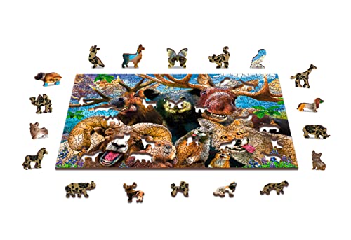 Wooden.City Holzpuzzle 500 +5 Teile - IN DEN Wald - Erwachsene Kinder Tierpuzzle - Puzzle - Bunt Einzigartige Tierform - Haus Dekoration - Geschenk Lernspielzeug - Tolles Spielzeug 37,5 x 25,4 cm von WOODEN.CITY