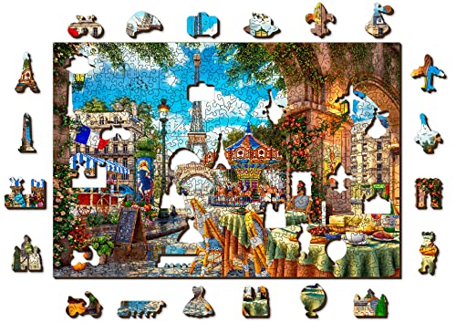 Wooden.City Holzpuzzle 500 +5 Teile - Pariser Tagesausflug - Erwachsene Kinder Tierpuzzle - Bunt Einzigartige Tierform - Haus Dekoration - Geschenk Lernspielzeug - Tolles Spielzeug - 37,5 x 25,4 cm von WOODEN.CITY