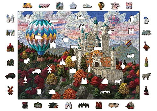 Wooden.City Holzpuzzle 750 Teile - The Neuschwanstein Castle - Erwachsene Kinder Tierpuzzle - Bunt Einzigartige Tierform - Haus Dekoration - Geschenk Lernspielzeug - Tolles Spielzeug - 51,9 x 37,5 cm von WOODEN.CITY