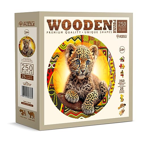 Wooden.City Holzpuzzles Niedlicher Kleiner Leopard 250 Teile - Lebendige Holzpuzzles für Erwachsene - Herausfordernde Holzschnittpuzzles - Tierförmige Puzzles - Einzigartige Mosaik-Holzpuzzle für von WOODEN.CITY