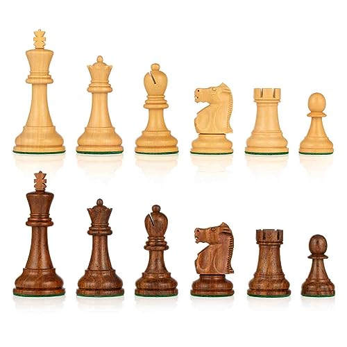 WOODENCHESSART 3,75" 1972 Fischer Spassky Schachfiguren-Set - doppelt gewichteter Buchsbaum (Goldener Palisander und Buchsbaum) von WOODENCHESSART