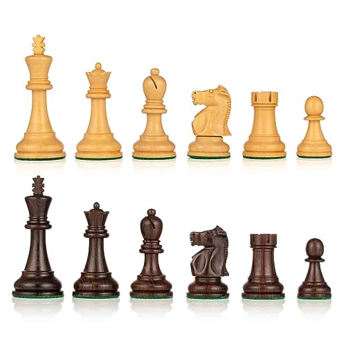 WOODENCHESSART 3,75" 1972 Fischer Spassky Schachfiguren-Set - doppelt gewichteter Buchsbaum (Palisander und Buchsbaum) von WOODENCHESSART