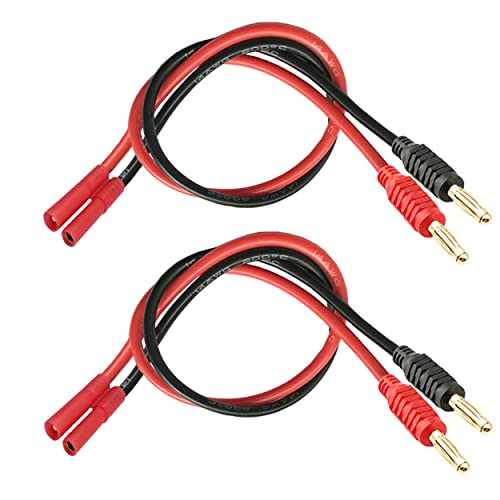 WOODGUILIN HXT Stecker Connectors，HXT Steckerstecker auf 4mm Bananenstecker Adapter mit 30cm 12AWG Kabel für RC Hubschrauber，Quadcopter, Lithium Batterien Batterieanschluss(2 Pack HXT Plug) von WOODGUILIN