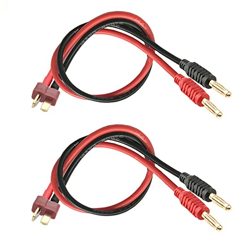 WOODGUILIN T Stecker Connectors，T Steckerstecker auf 4mm Bananenstecker Adapter mit 30cm 12AWG Kabel T Plug Stecker für RC Hubschrauber，Quadcopter, Lithium Batterien Batterieanschluss(2 Pack T Plug) von WOODGUILIN